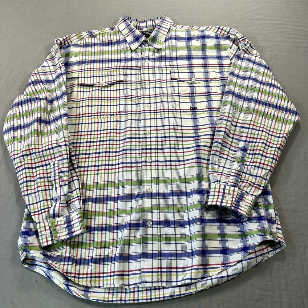 Roper Shirt Adult XL Blue White Plaid Button Up Western Cowboy‎ Outdoor Mens